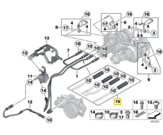 BMW F10 F06 F12 F12 F13 turbinos aušinimo vamzdelio remonto rinkinys originalus 11538092360