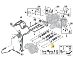 BMW F10 F06 F12 F12 F13 turbinos aušinimo vamzdelio remonto rinkinys originalus 11538092360