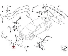 BMW F10 F11 Priekinis Kabelių Rinkinys Originalus 61129271961