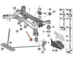 BMW F20 F20 F30 F32 F36 Galinio tilto guminis tvirtinimas priekyje originalus 33316792509