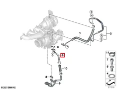 BMW F20 F21 Alyvos vamzdžio išleidimas Originalus 11428513623
