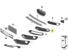 BMW F20 F21 Priekinė Dalinai Atvira Rūko Žibinto Grotelė Kairė Originali 51117341613