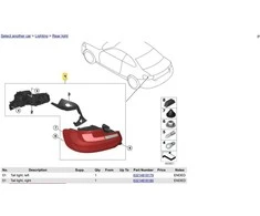 BMW F22 F23 F82 228i M235i M240i Galinis vairuotojo kairės pusės galinio žibinto žibintas 63217295427 originalus