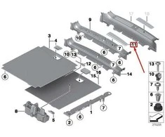 BMW F25 galinė bagažinės nerūdijančio plieno apdailos įsiurbimo anga dešinėje pusėje originali 51477250960
