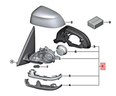 BMW F26 išorinis veidrodėlis be stiklo, šildomas, dešinysis, originalus 51167396048