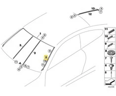 BMW F32 F32 F82 F36 Priekinio stiklo stiklo ir statramsčio apvado apdaila Tūrio dešinė originali 51317285928