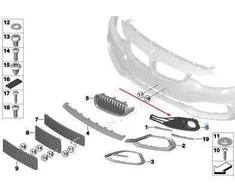 BMW F32 F33 F36 uždara tinklelio rūko žibintų grotelė O/S originali 51117309624