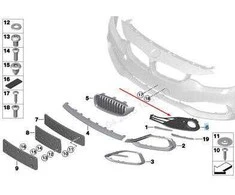 BMW F32 F33 F36 uždara tinklelio rūko žibintų grotelė O/S originali 51117309624
