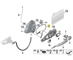 BMW F34 F36 F36 Bowdeno trosas Išorinių durų rankena priekinė originali 51217291405