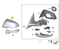 Bmw F40 F44 Dešinės Pusės Išorinio Veidrodytės Dangtelis Originalus 51169879148