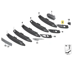 BMW F45 F46 Kairysis Atviras Šoninis Grillis Originalus 51117407697