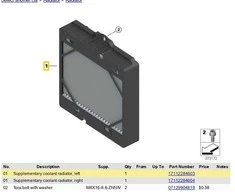 BMW F80 F82 F83 M3 M4 pagalbinis aušinimo skysčio radiatorius kairėje OEM 17112284603 originalus