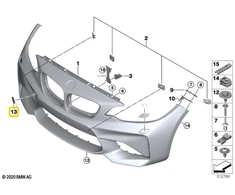 Bmw F87 M2 Towing Eye Flap Primed Originalus 51118073508