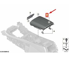 BMW G05 G06 G07 Porankis Centrinė Konsolė Oda Šildoma Juoda Originali 51169399814
