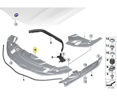 BMW G11 G12 variklio skyriaus centrinis dangtelis apsauginis skydelis nuo purslų originalus 51767384707