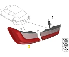 BMW G20 Dešinė Išorinė Užpakalinė Šviesa Geltona Lęšis Originalus 63217420450