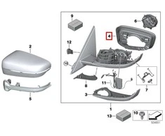 BMW G20 G21 šoninio veidrodžio atraminis žiedas, kairysis originalus 51167498195
