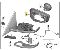 BMW G20 žiedas, palaikantis dešinįjį veidrodėlį Originalus 51167498200