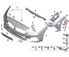 BMW G29 priekinio bamperio tvirtinimo įtaisas priekinis išorinis kairysis originalus 51118812075
