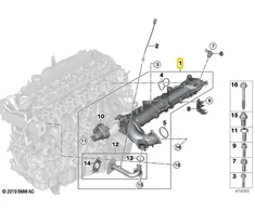 BMW G30 G11 G05 Įsiurbimo kolektorius AGR su sklendės valdymu originalus 11618598052