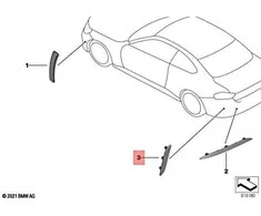 BMW G42 220d 220i 230i M240iX Galinis kairės pusės atšvaitas M originalus 63148078491