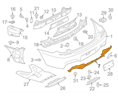 BMW Galinio Bamperio Difuzinis Stiklas F06 F12 F13 51128052677