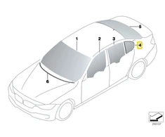 BMW Galinio Dešinio Stiklo Šoninės Langą Šviesos F30 F80 M3 Originalus 51357269554