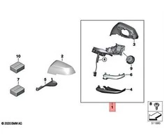 BMW i3 I01 išorinis veidrodėlis kairėje pusėje Originalus 51167320997