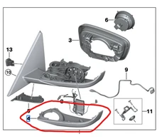 BMW Išorinio Veidrodžio Remonto Rinkinys G20 G21 2017 2019 Originalus 51168496665