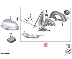 BMW Išorinis Veidrodis Kairysis Šildomas 5 F07 GT 530d 51167283667 Originalus