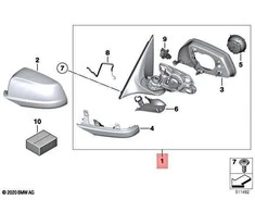 BMW Išorinis Veidrodis Kairysis Šildomas 5 F07 GT 530d 51167283667 Originalus
