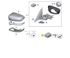 BMW Išorinis Veidrodis Remonto Komplektas 5 G30 7 G11 Originalus 51167460316