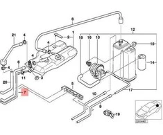 BMW išsiplėtimo bakelio/aktyviosios anglies talpyklos vamzdelis Originalus 16131183636
