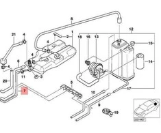 BMW išsiplėtimo bakelio/aktyviosios anglies talpyklos vamzdelis Originalus 16131183636