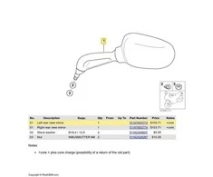 BMW K41 0557 Kairės pusės galinio vaizdo veidrodėlis 51167653773 Originalus