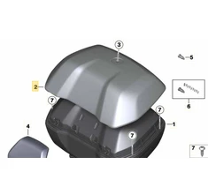 BMW K50 K49 Išorinis korpusas viršutinė dėžutė dangtis paruoštas tikras 77438552006