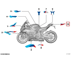 BMW K66 M 1000 RR Galinis Dešinysis Šoninis Dekoratyvinis Aplankas Originalus 51149830093