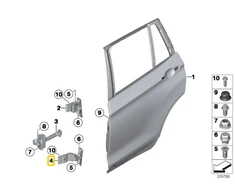 BMW Kairysis Žemutinis Galinis Durų Šarnyras X3 X5 E70 Originalus 41527201301