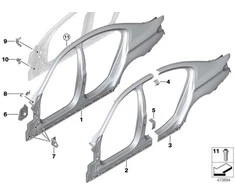 BMW Kėbulo Šoninė Rėma Kairė 5 G30 F90 M5 41007437437 Originalus