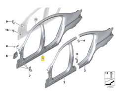 BMW Kėbulo Šoninė Rėma Kairė 5 G30 F90 M5 41007437437 Originalus