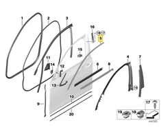 BMW Langas Rėmo Dėklas Priekinis Dešinysis 7 G11 G12 Originalus 51337397860
