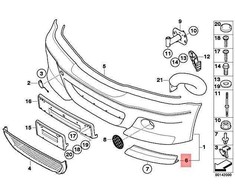 BMW M3 E46 M3 CSL Coupe Aerodinaminis dangtelis dešinysis originalus 51117841798