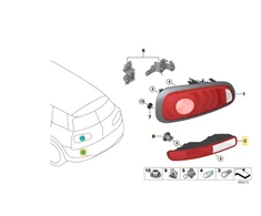 BMW MINI CLUBMAN F54 galinis bamperis dešinysis žibintas originalus 63217352158