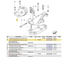BMW "Mini Cooper R50" rankinės transmisijos variklio laikiklis su atraminiu laikikliu 22316765337 Originalus