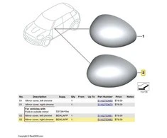 BMW MINI COOPER R56 PRIEKINIO DEŠINĖS PUSĖS DURELIŲ VEIDRODĖLIO DANGTELIS 51162753882 ORIGINALUS.