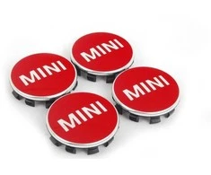 BMW MINI Cooper ratų centrinių dangtelių rinkinys 52 mm Čili raudonos spalvos originalus 36132354148