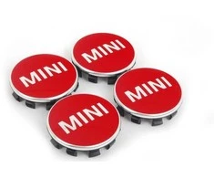 BMW MINI Cooper ratų centrinių dangtelių rinkinys 52 mm Čili raudonos spalvos originalus 36132354148