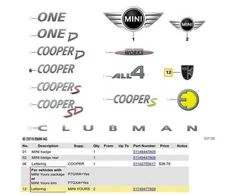 BMW MINI F54 F55 F56 F57 F60 R55 R56 R57 Užrašų ženkliukas 51149477809 Originalus