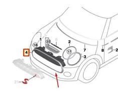 BMW MINI F55 F56 Priekinio bamperio ventiliacijos grotelės Chrome Trim Frame Original 51137300589
