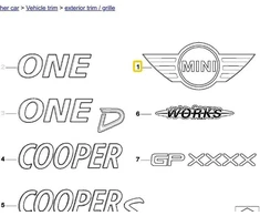 BMW MINI JCW R52 R53 Priekinis kapotas MINI chromuota emblema 51140660106 Originali